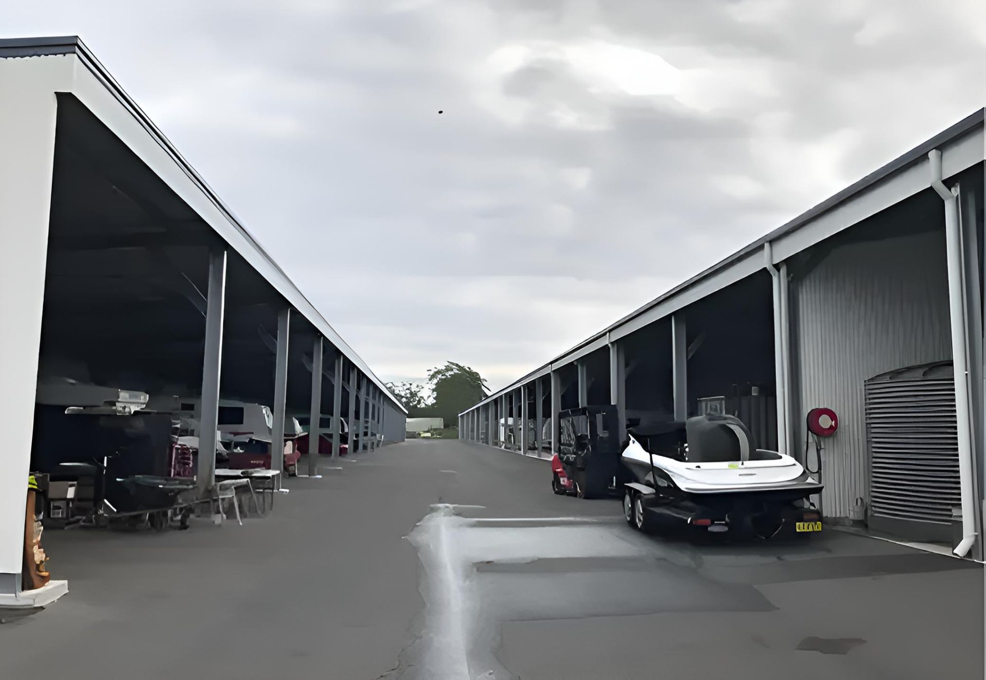 Rows of vehicles parked in storage units — BCV Storage Centre in Lake Cathie, NSW