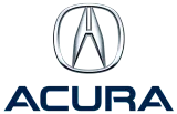 Acura logo in silver and blue on a white background