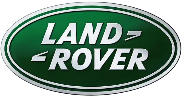 Land Rover oval logo in green, white, and silver