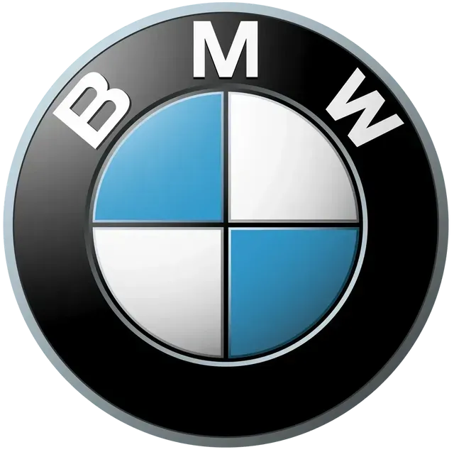 BMW logo with black ring and blue-and-white quartered center