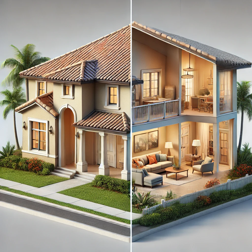 A picture of a house before and after being remodeled