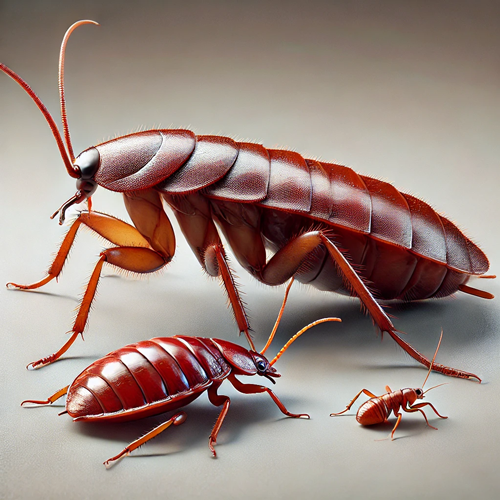 Two cockroaches are standing next to each other on a table