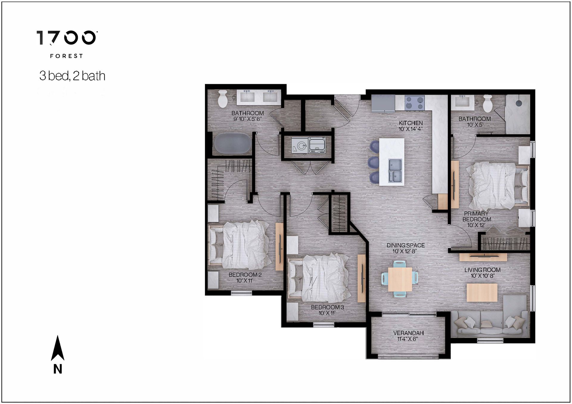 3 Bedroom 2 Bathroom floor plan