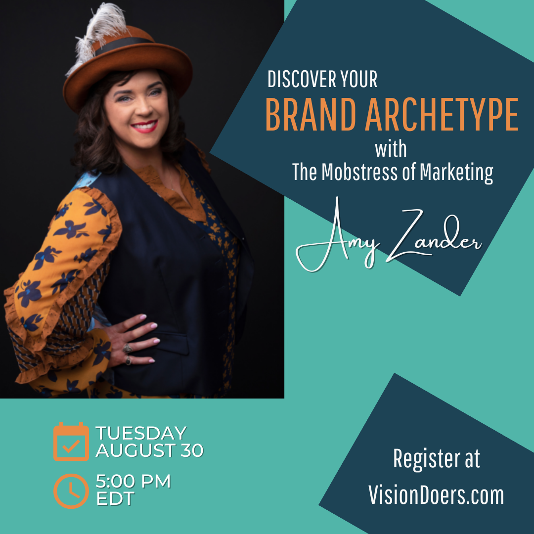 An advertisement for amy zander 's brand archetype