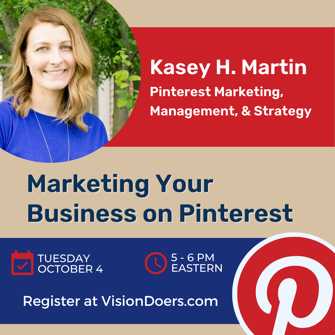 A poster for a seminar on marketing your business on pinterest