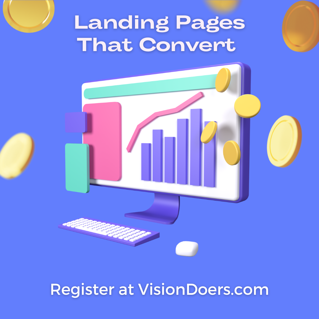 An advertisement for landing pages that convert