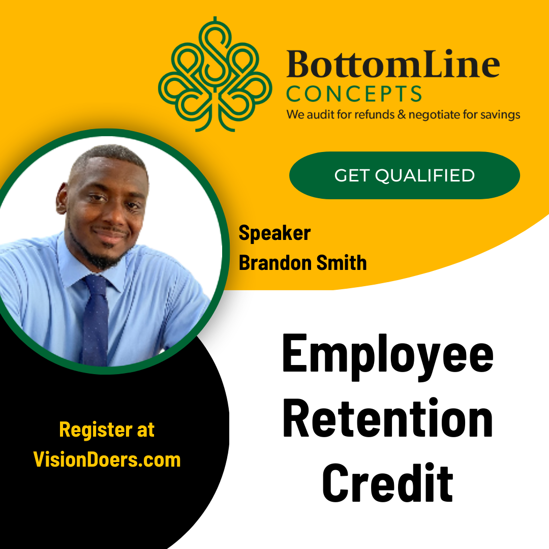 An advertisement for bottomline concepts shows a speaker brandon smith