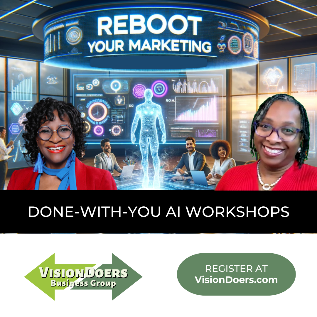 An advertisement for reboot your marketing done with you ai workshops