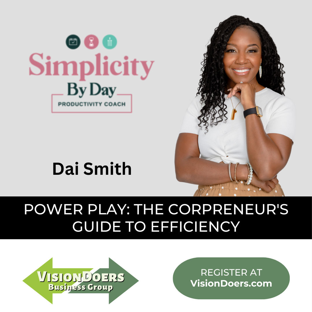 A woman is standing in front of a sign that says simplicity by day