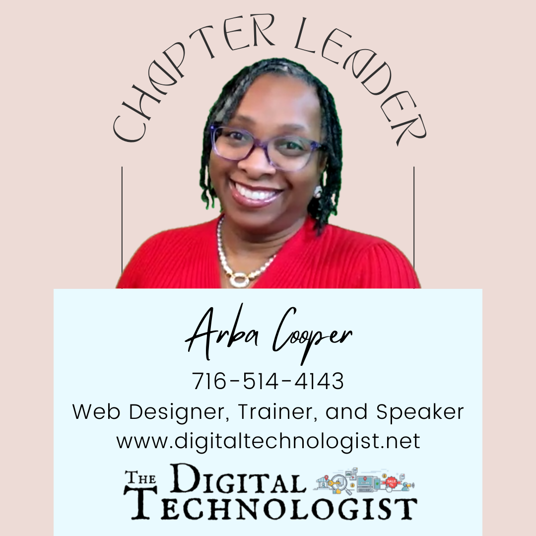 A woman wearing glasses and a red sweater is a chapter leader for the digital technologist.