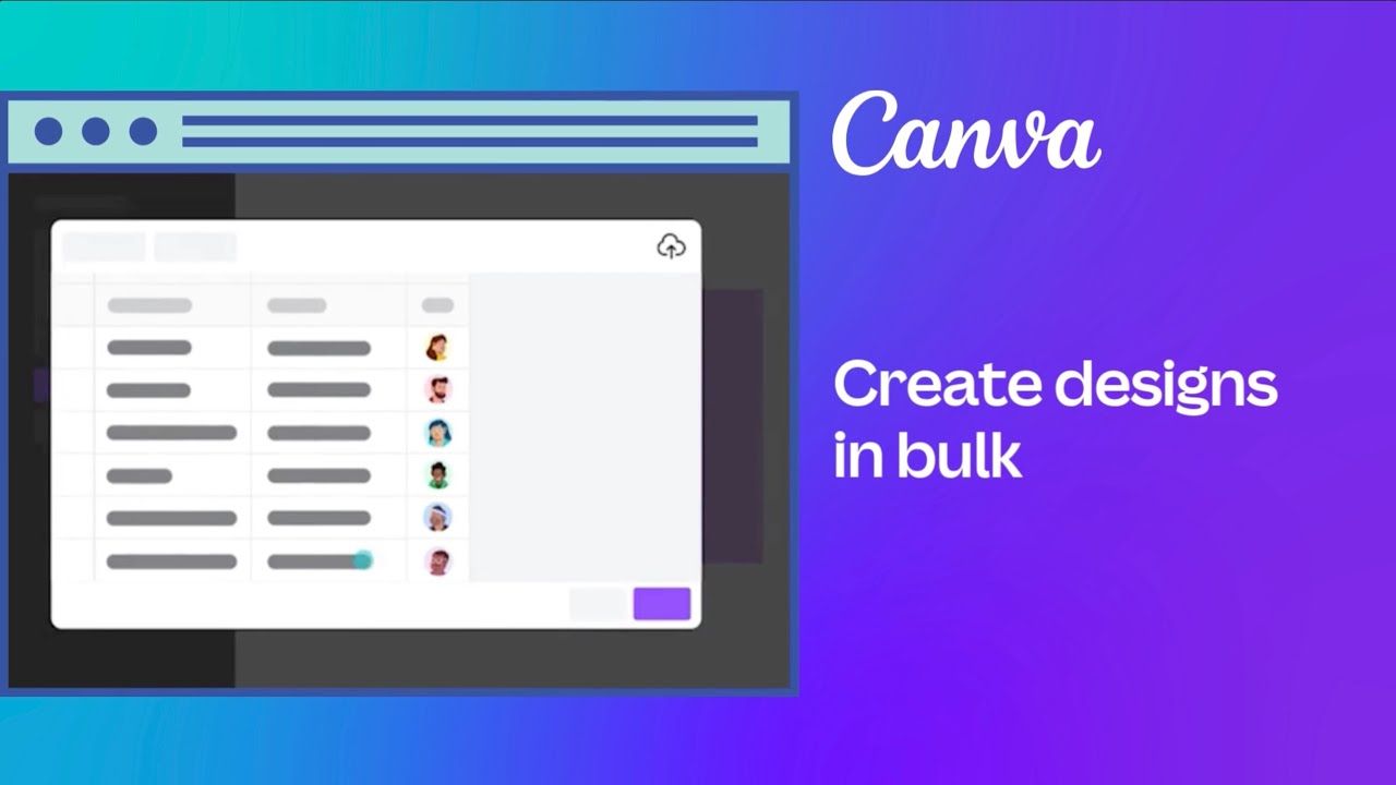 A computer screen with the words `` create designs in bulk '' written on it.