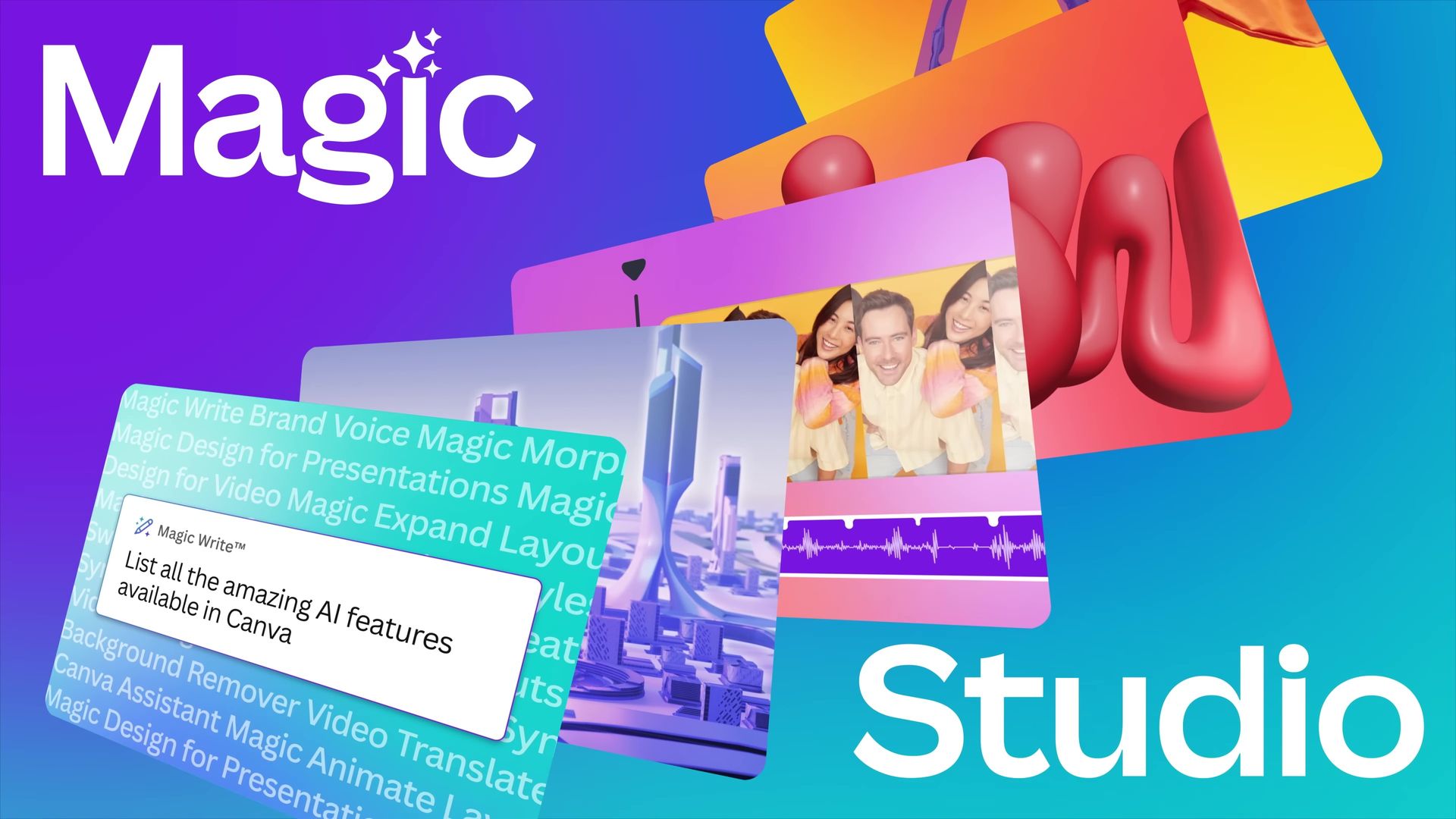 A group of cards are stacked on top of each other on a blue background.