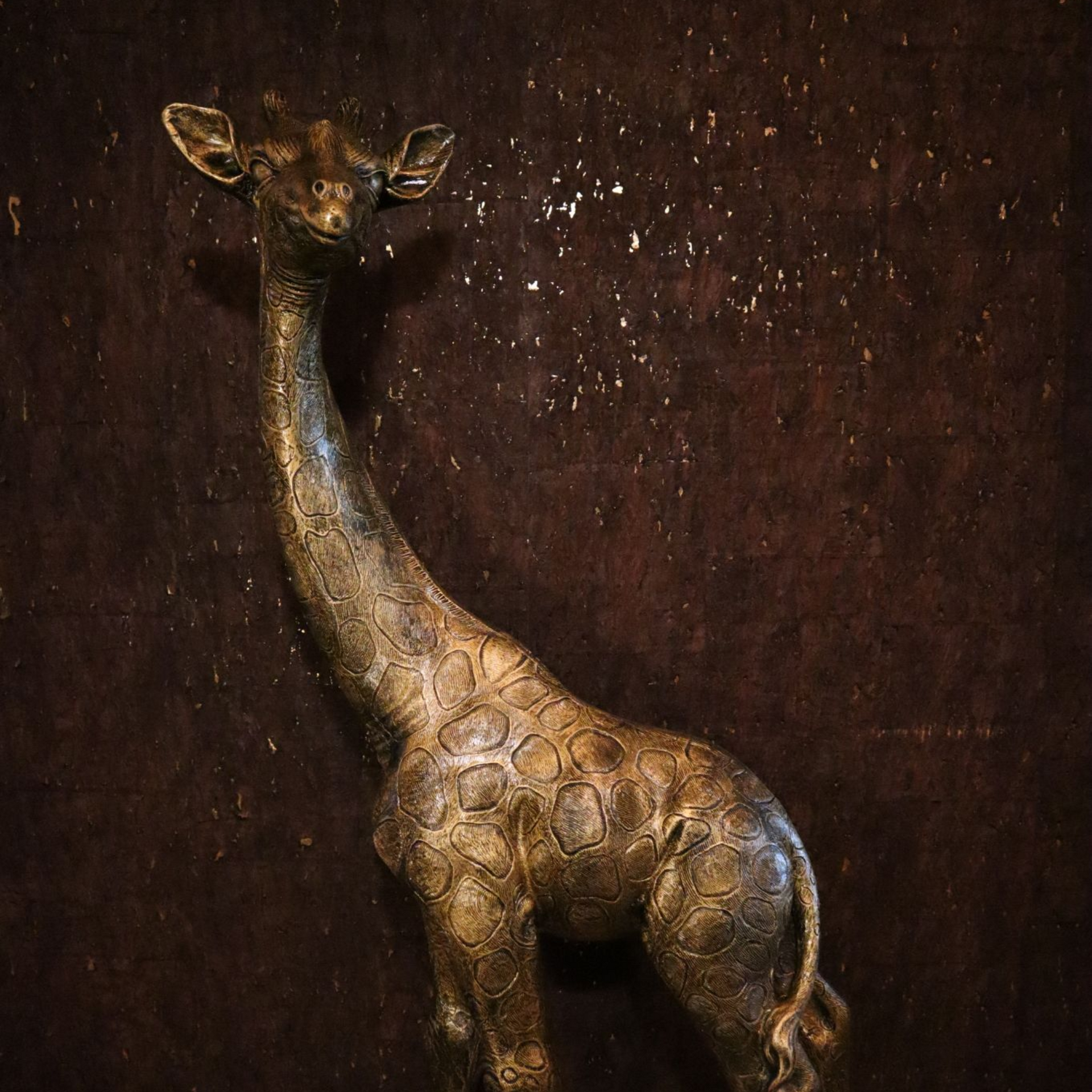 Giraffe beeld XL 120 cm goud groot dierenbeeld voor interieur decoratie