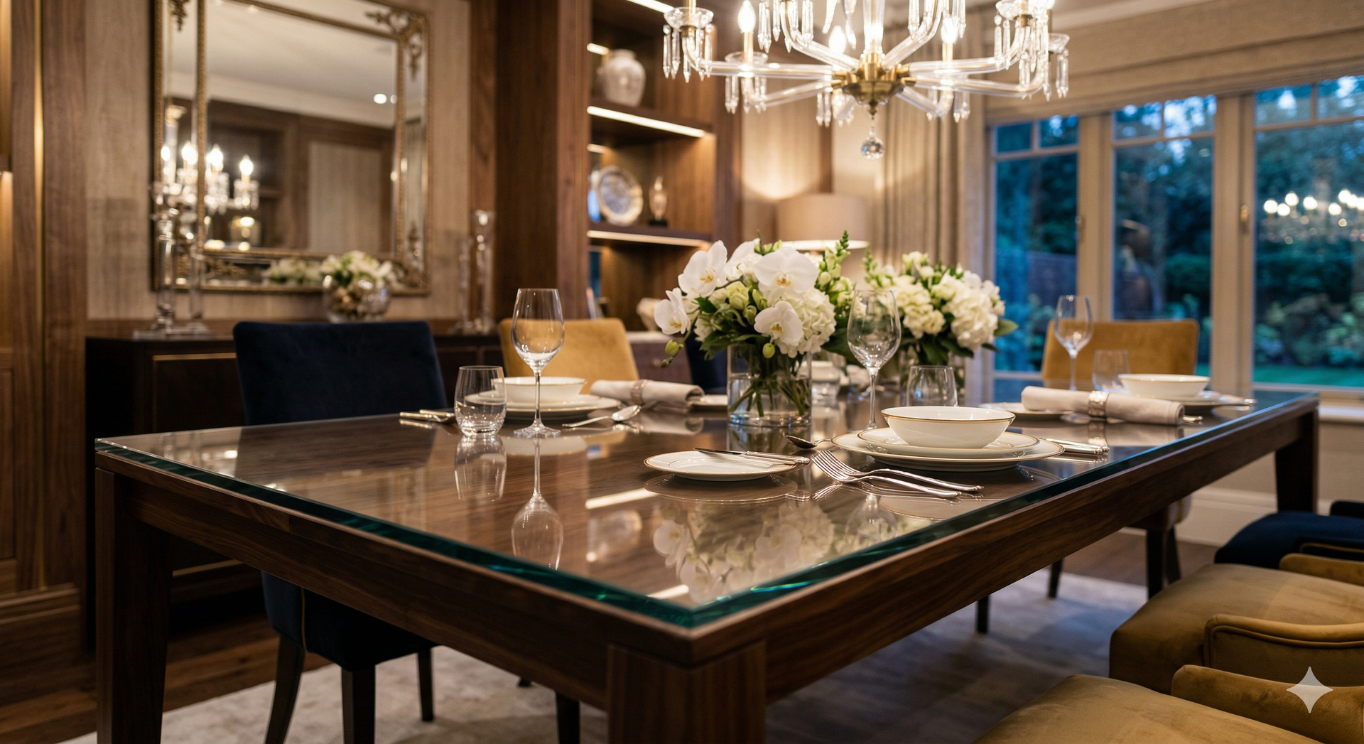 Custom glass tabletops and shelves by Highlands Ranch Glass Company