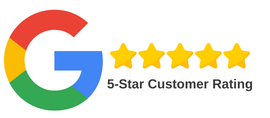 A google 5 star customer rating logo on a white background.