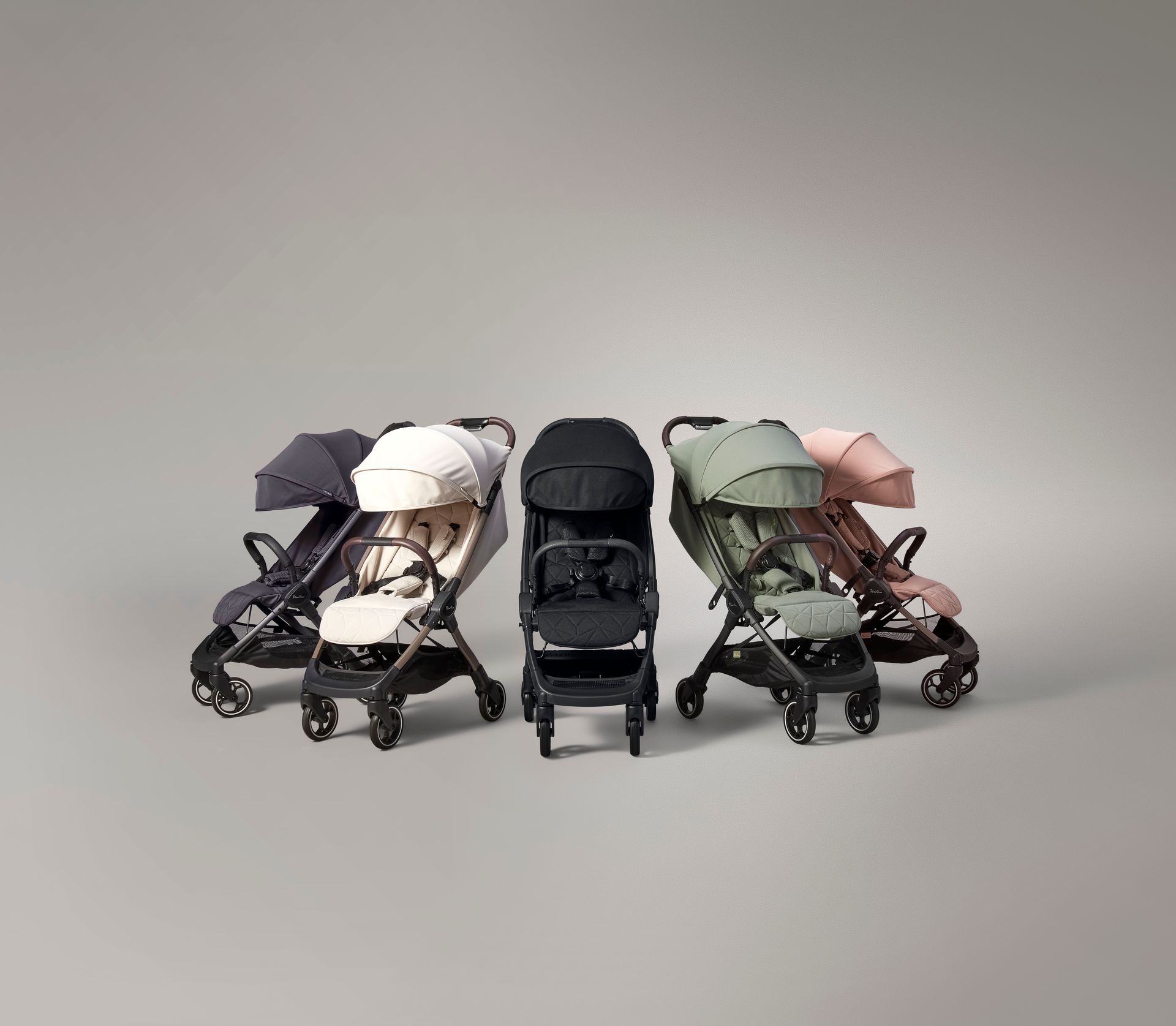 Silver cross clic pushchairs front facing in roebuck, black, almond, sage and space
