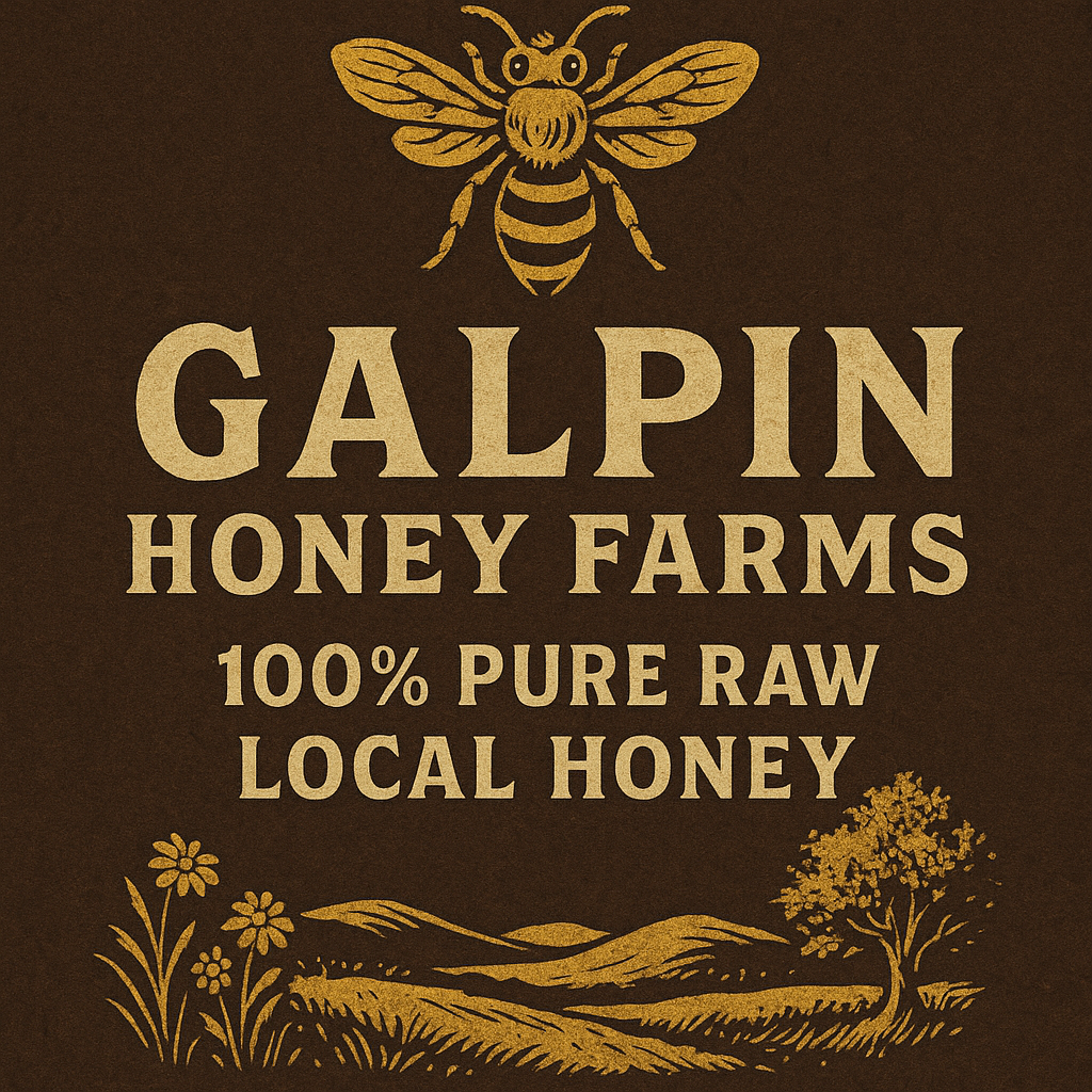 A label for galpin honey farms 100 % pure raw local honey