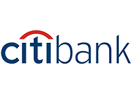 The logo for citibank is blue and red on a white background.