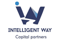 The logo for intelligent way capital partners is blue and white.