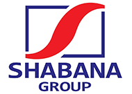 A logo for shabana group with a red s on a white background.