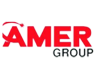 The amer group logo is red and black on a white background.