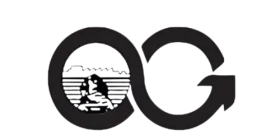 A black and white logo for a company called og