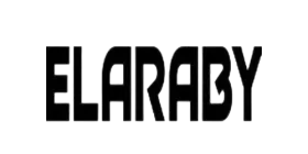 A black and white logo for elaraby on a white background