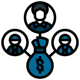 Presentation board with a blue and black strategy diagram.