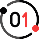 Black and gray circular diagram with red 