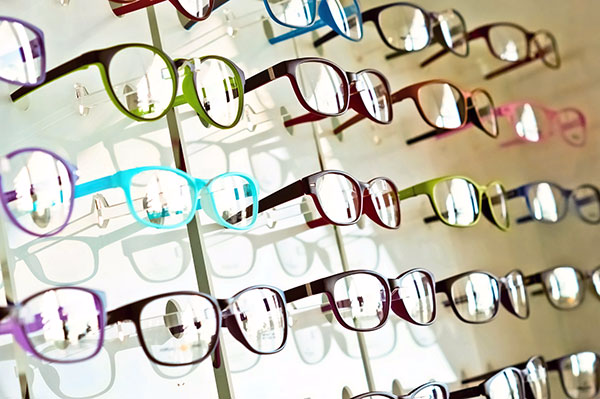 Eye glasses on the shelf