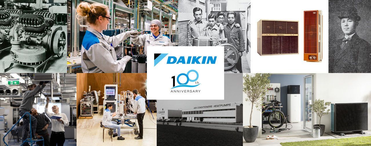Images of milestones throughout Daikin's 100th anniversary