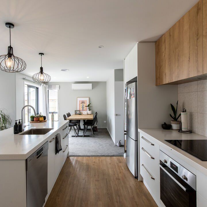 Hi-wall heat pump in kitchen