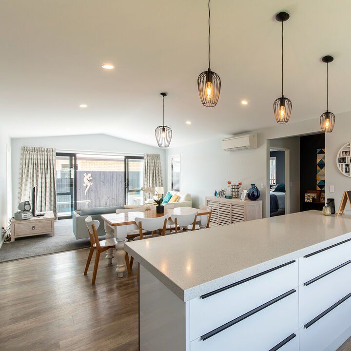 Hi-wall heat pump in kitchen