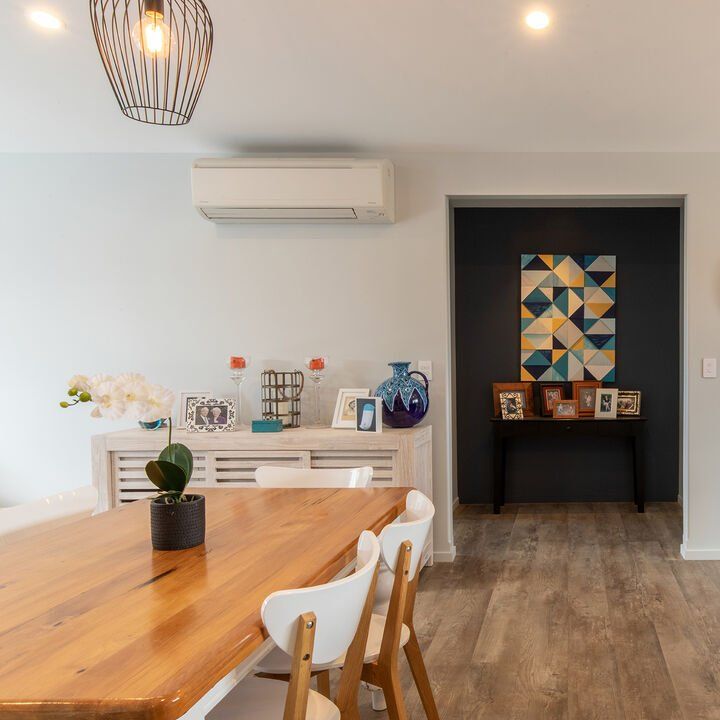 Hi-wall heat pump in kitchen