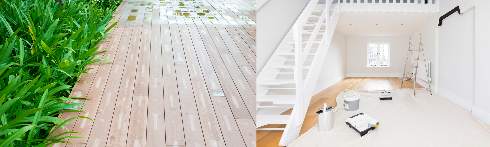 Wooden deck & room being painted