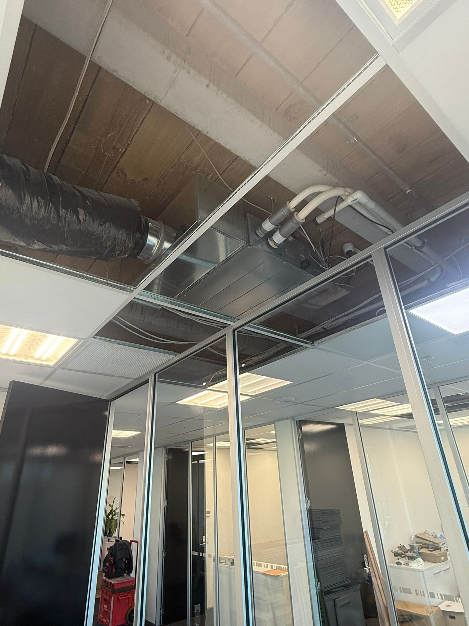 Branch box for air conditioning in ceiling space before being covered.