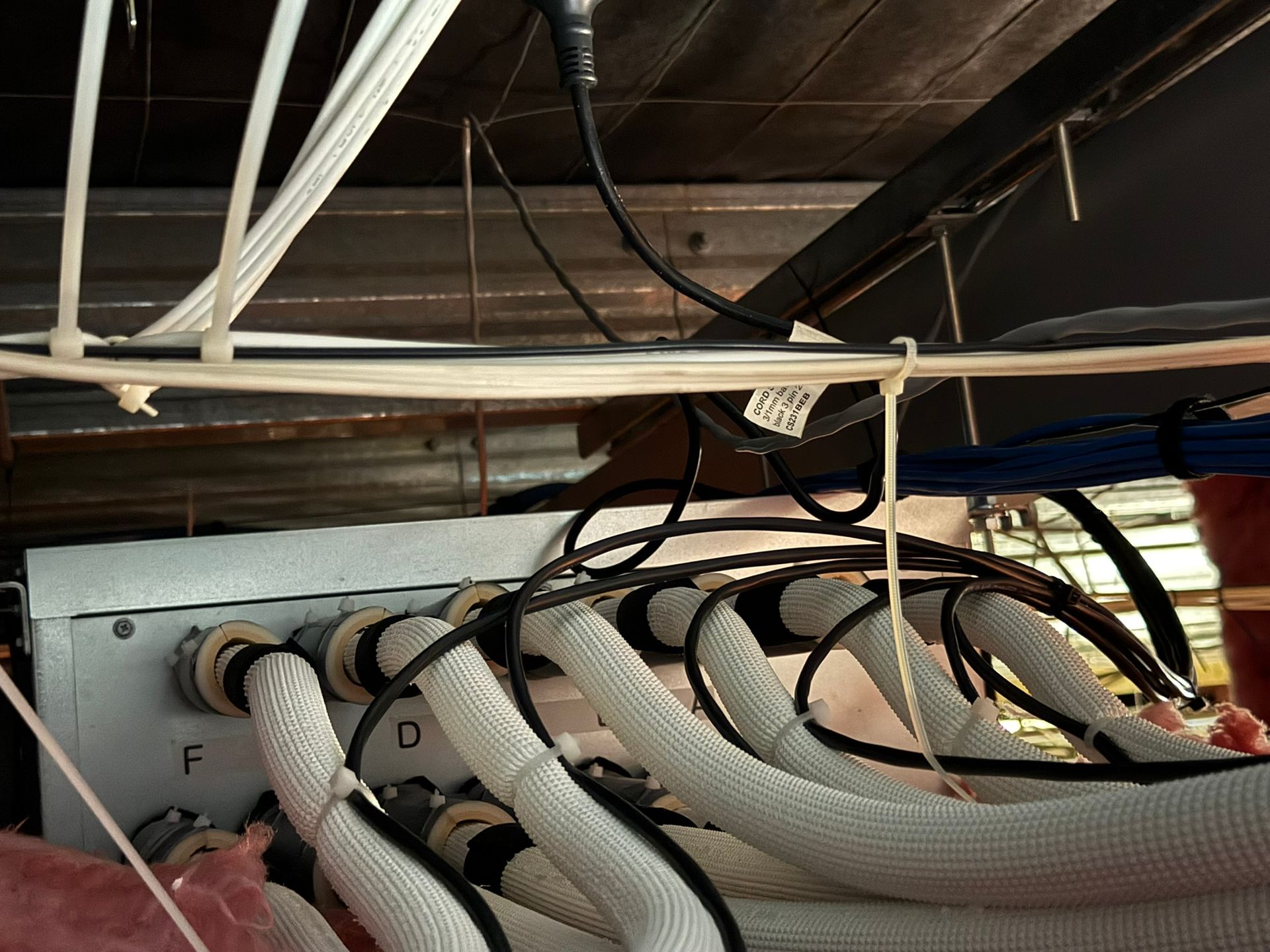 Air conditioning branch box in roof space.