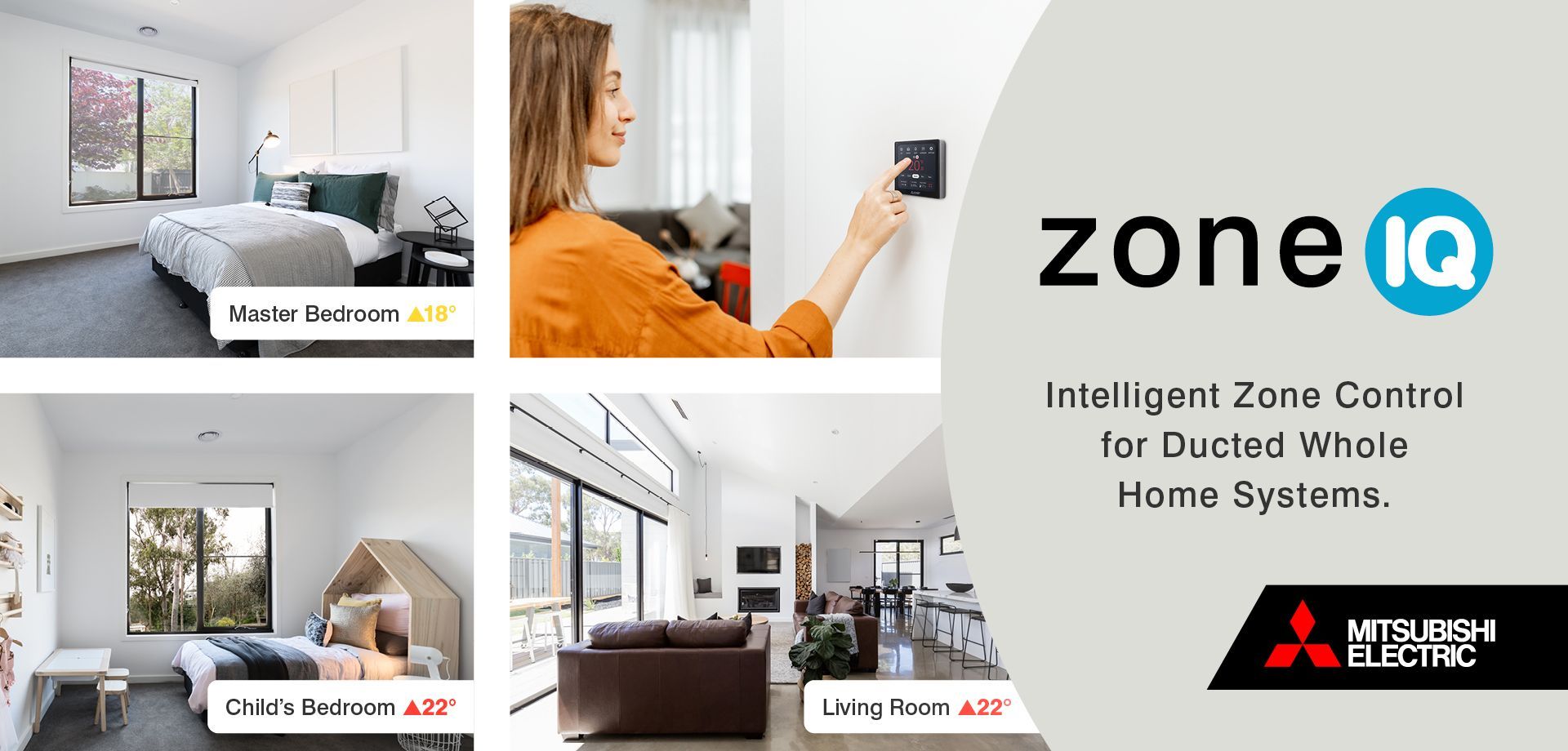 Mitsubishi Electric Zone IQ Intelligent Zone Control for Ducted Whole Home systems banner