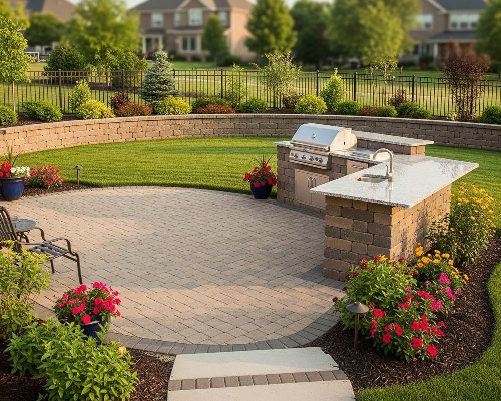 A patio with an outdoor kitchen in Meridian, ID