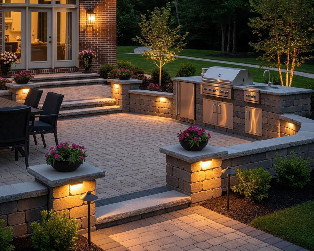 Brick Paver Patio for an Outdoor Kitchen in Meridian, ID