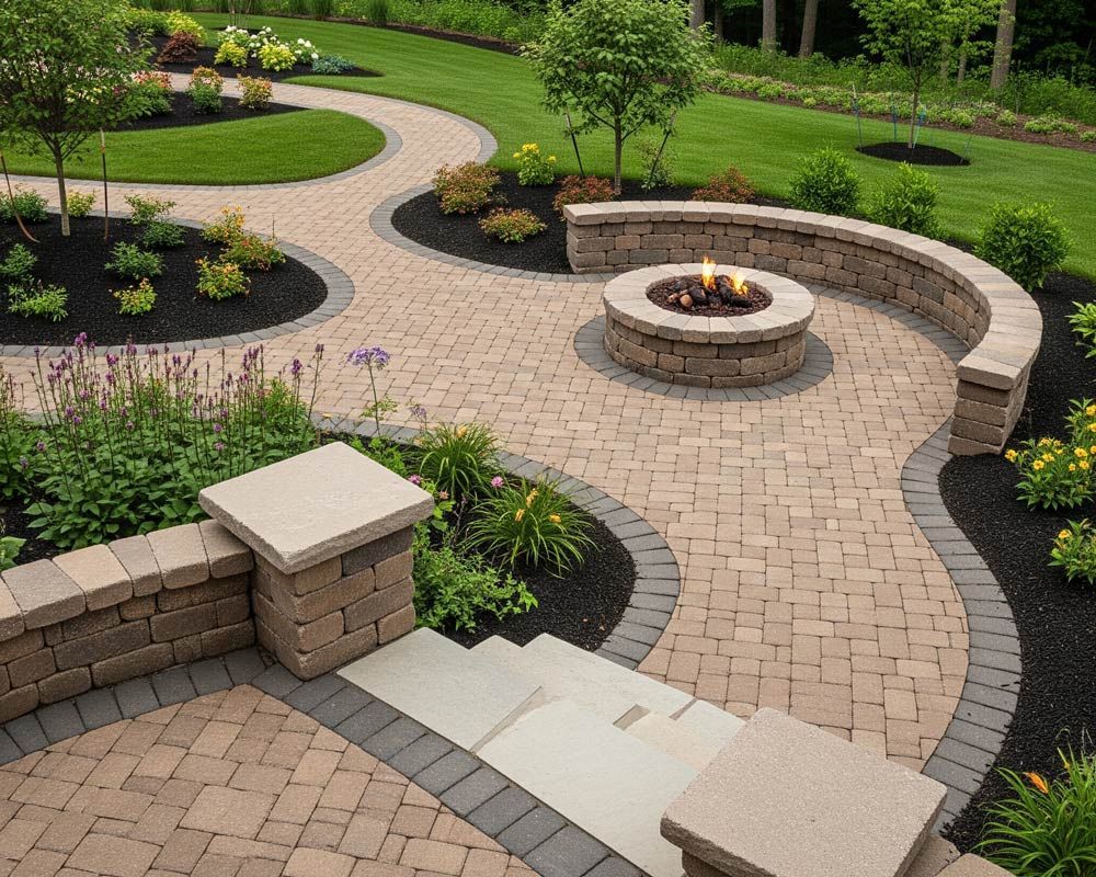 There is a fire pit in the middle of the patio in Meridian, ID