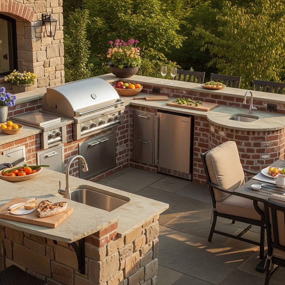 Custom Outdoor Kitchens with Stone and Brick Finishes in Meridian, ID