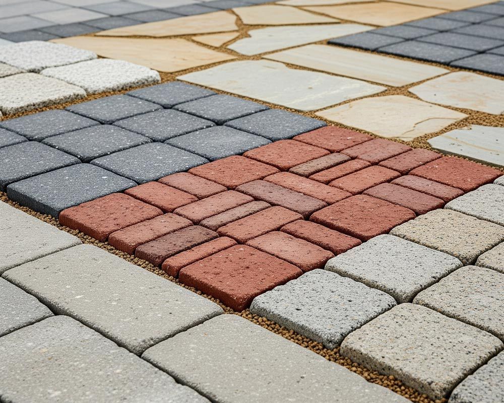 A patio made with best hardscape material using concrete pavers, brick and natural stone in Meridian, ID