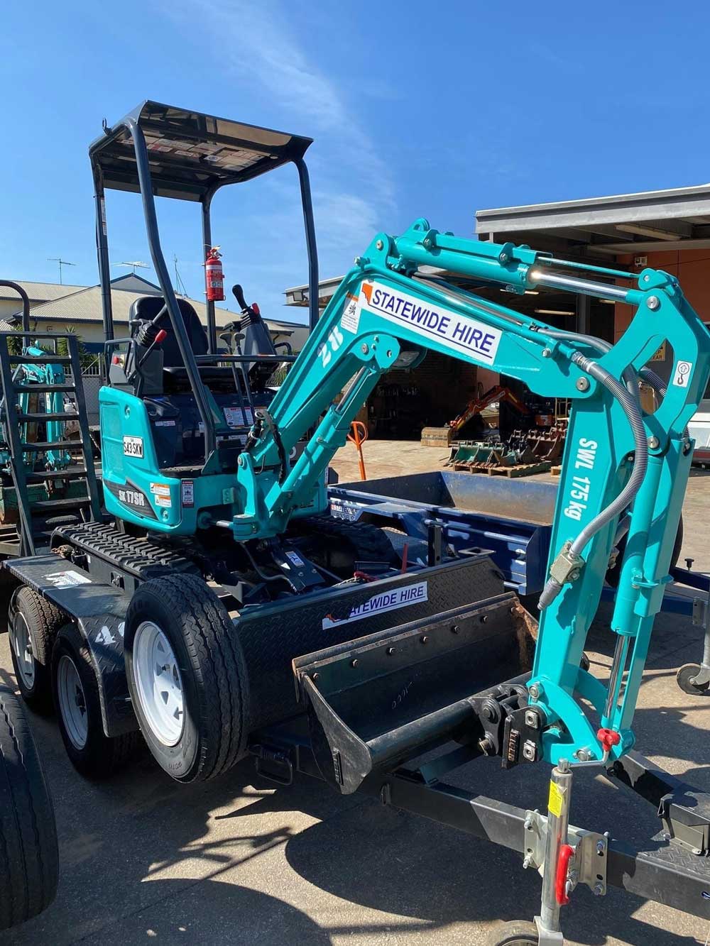 Teal excavator available for excavator hire in Adelaide