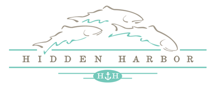 The logo for hidden harbor is a drawing of a mountain and a tree.