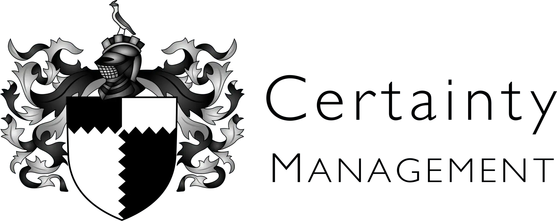 a black and white logo for certainty management