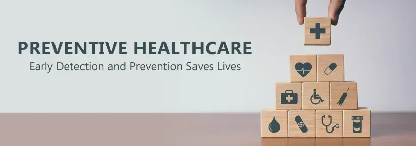 a person is stacking wooden blocks with healthcare icons on them .