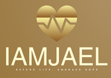 A logo for iamjael with a gold heart