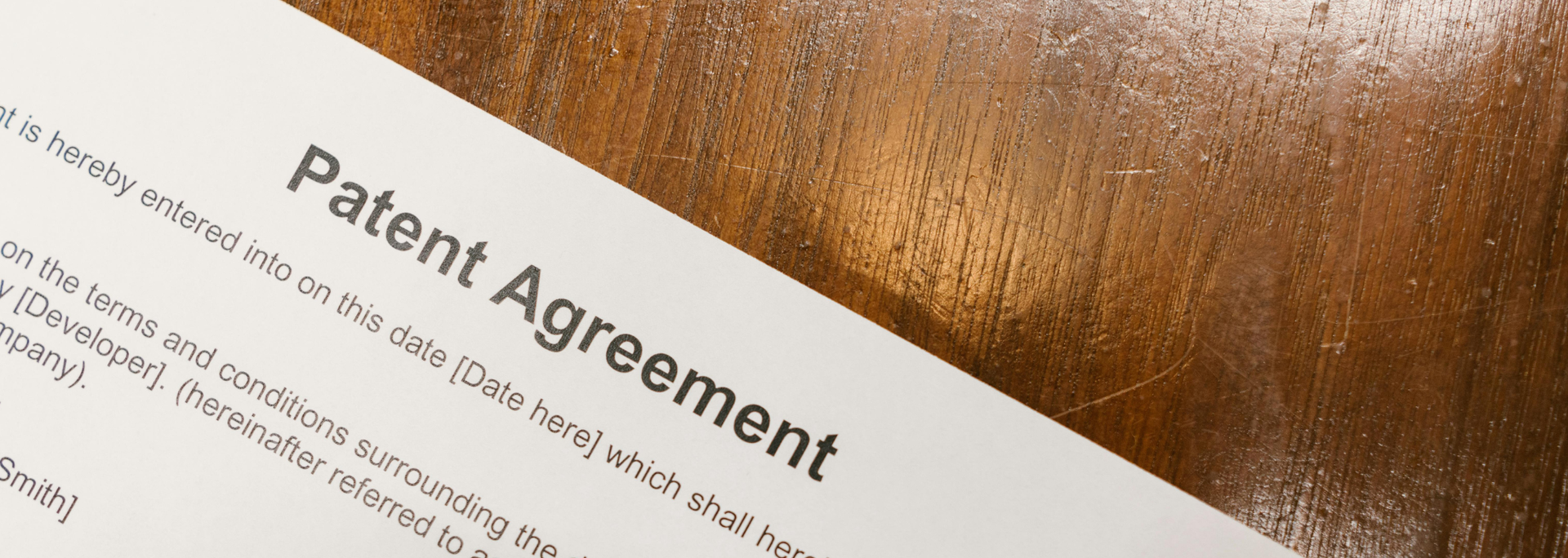 Picture of a patent document on a table. 