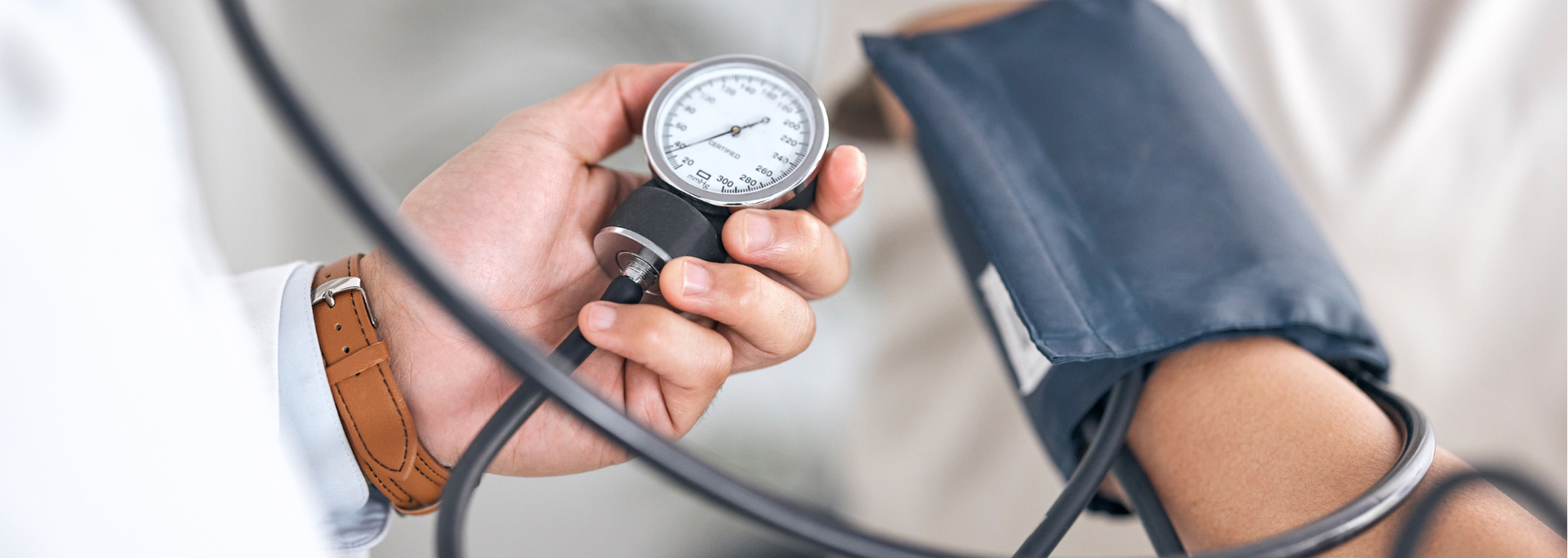 Picture of a person having their blood pressure checked. 